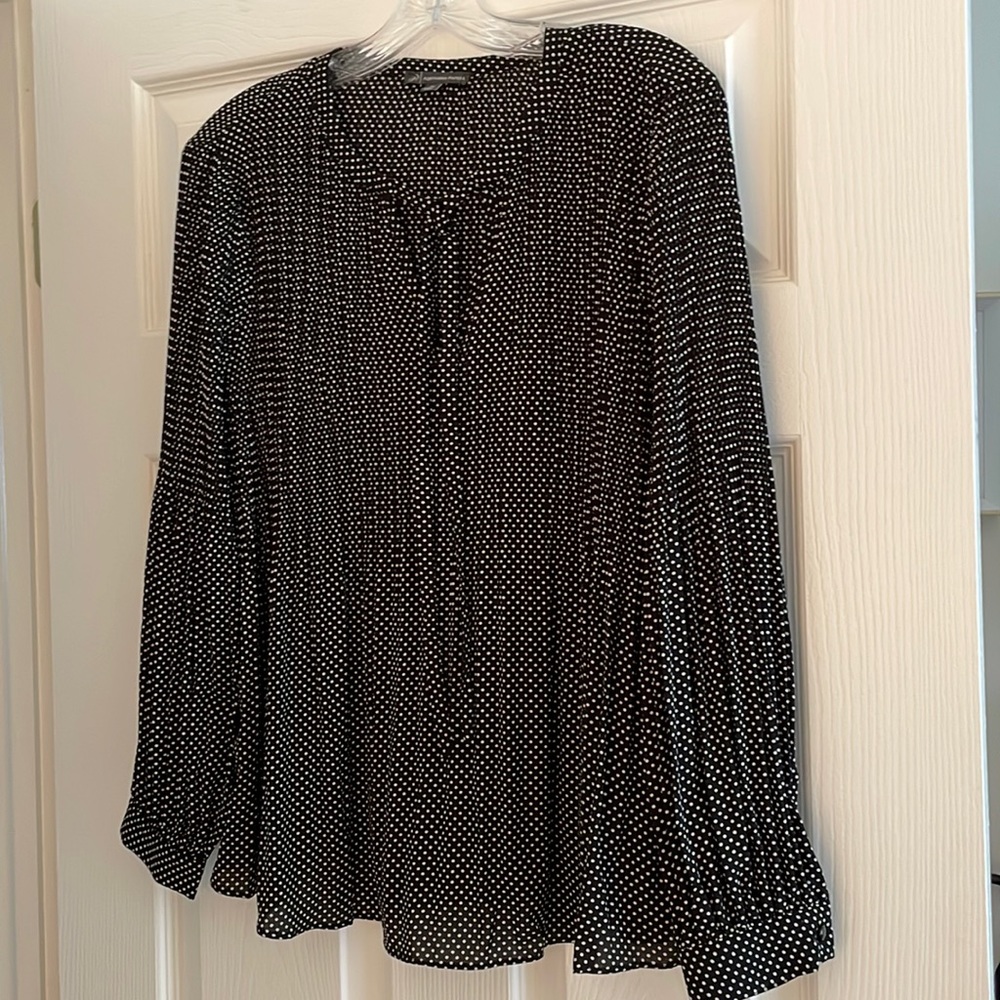 Adrianna Papell black and white polka dot swing blouse